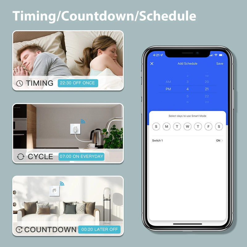 BSEED French Standard Electrical Wifi Smart Socket French Type Power Monitor Timing Function Tuya Alexa Wireless Control 16A