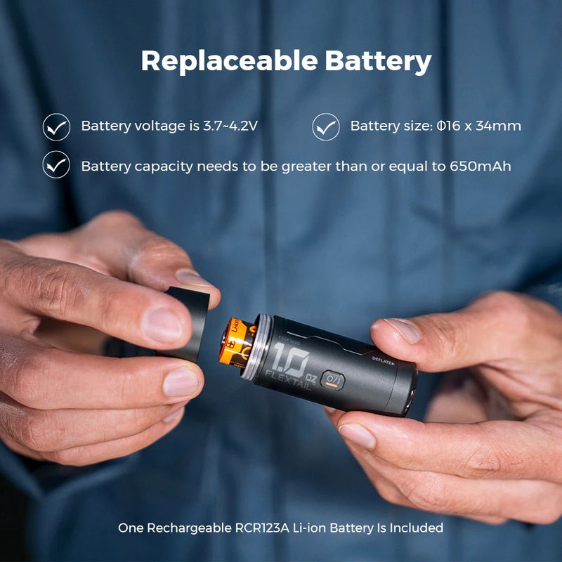 FLEXTAIL ZERO PUMP - 30g Portable Camping Air Pump Electric Inflator for Sleeping Pads, 1 Rechargeable Battery Included