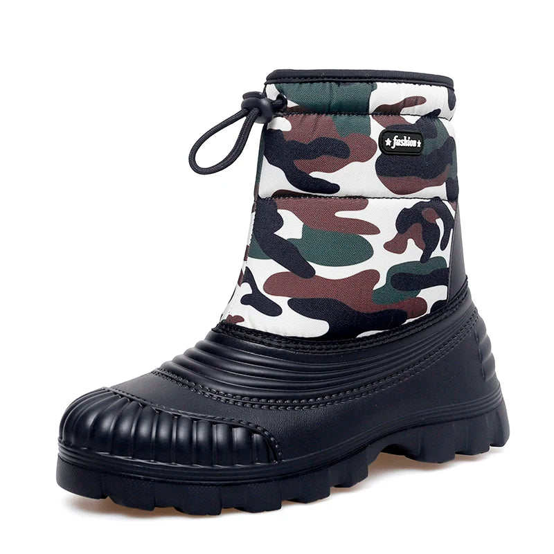 Men's classic high-top casual snow boots winter light warm velvet cotton boots soft sole non-slip comfort outdoor walking boots