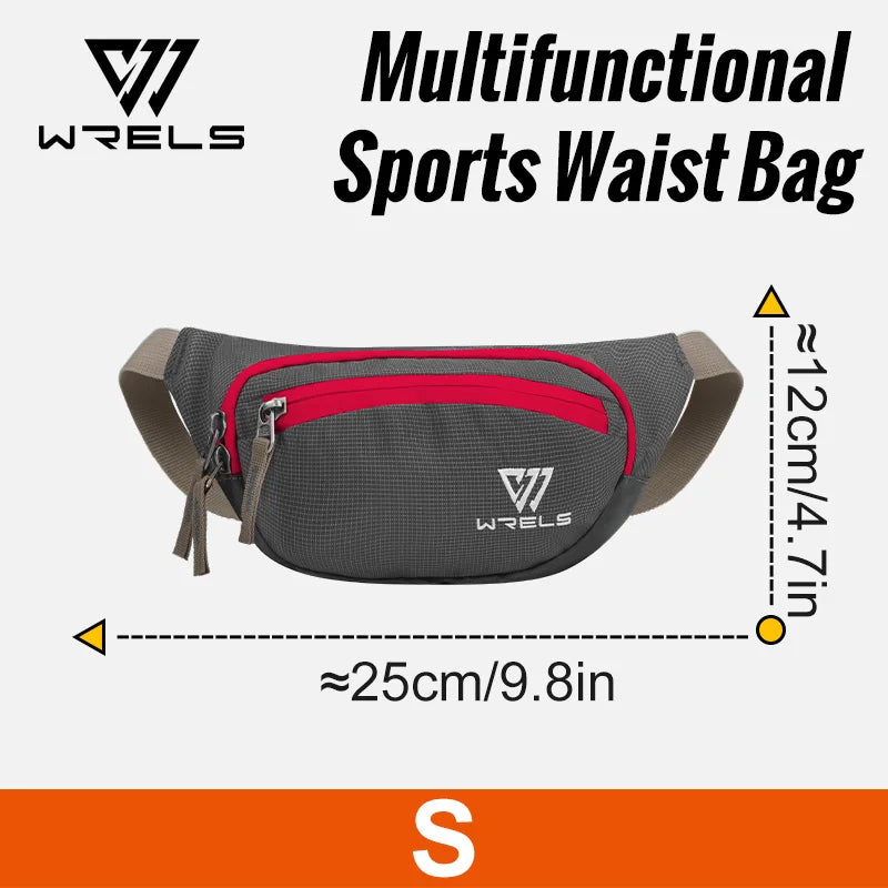 WRELS Running Waist Belt Bag Sport Multifunctional Ultralight Bounce Free Running Waist Pack Waterproof Fitness Mobile Phone Bag