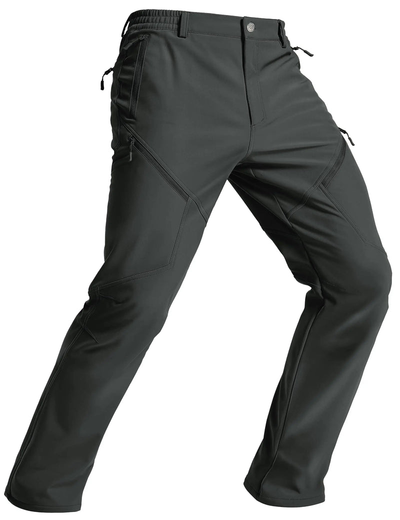 TACVASEN Men's Winter Hiking Pants Fleece Lined Waterproof Softshell Snow Ski Insulated Work Cargo Pants with 6 Zip Pockets