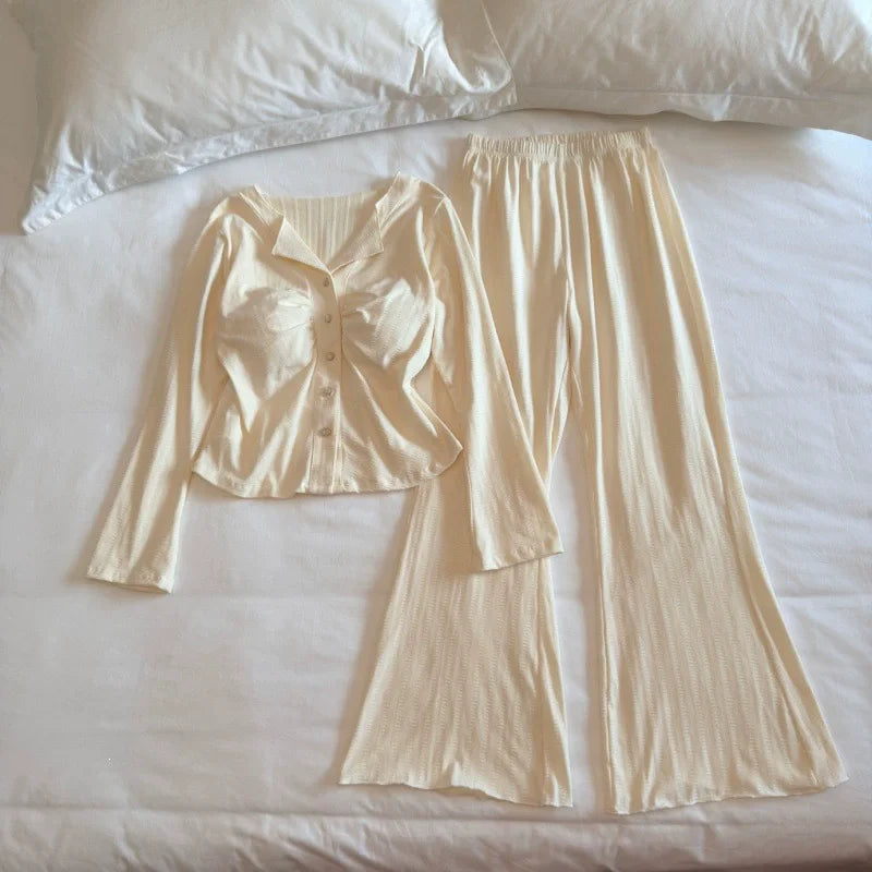 New Women's Pajamas Sleepwear Women Night Clothes Pyjamas Pijama Pajamas for Lady Spring Autumn Long Sleeve Tops Pjs Woman Set