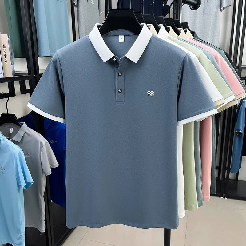 Quality Man Short-Sleeved Polo Shirt Lapel Button Pattern Printing Summer New T-Shirt Business Casual Outdoor Sports Men's Wear