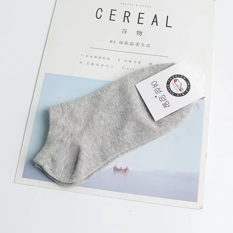 5 Pairs Unisex Cotton No Show Boat Socks Thin Breathable Solid Black White Low Cut Socks For Men Women Spring Summer