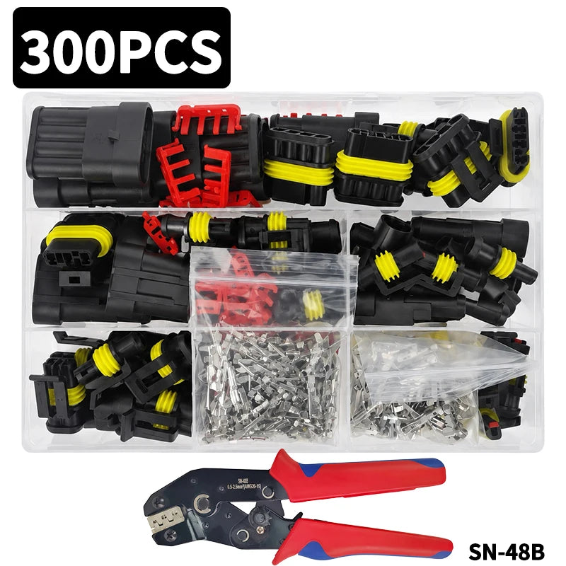 ឈុតឧបករណ៍ភ្ជាប់ការពារទឹក AMP 1/2/3/4/5/6 ម្ជុល ខ្សែរភ្លើងរថយន្ត ឈុតរន្ធដោតរហ័ស - 96/100/192/300/254/622 ដុំ
