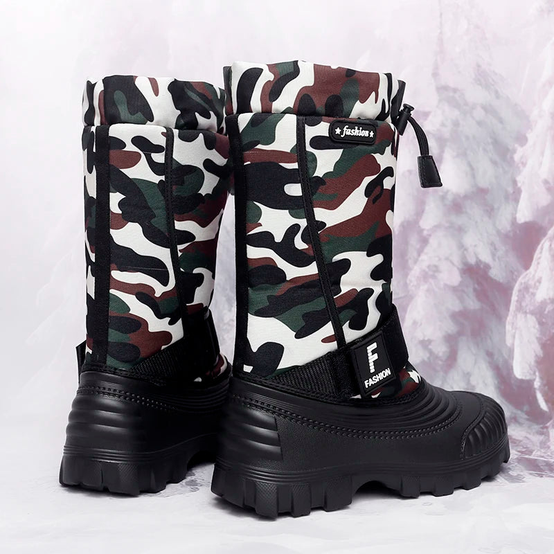 Men's high-top casual snow boots winter light warm velvet cotton boots soft sole non-slip comfort outdoor fashion walking boots