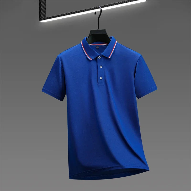 Men's Casual Solid Color Short Sleeve Polo Shirt Summer 2025 Fashionable Comfortable Versatile Top for Men