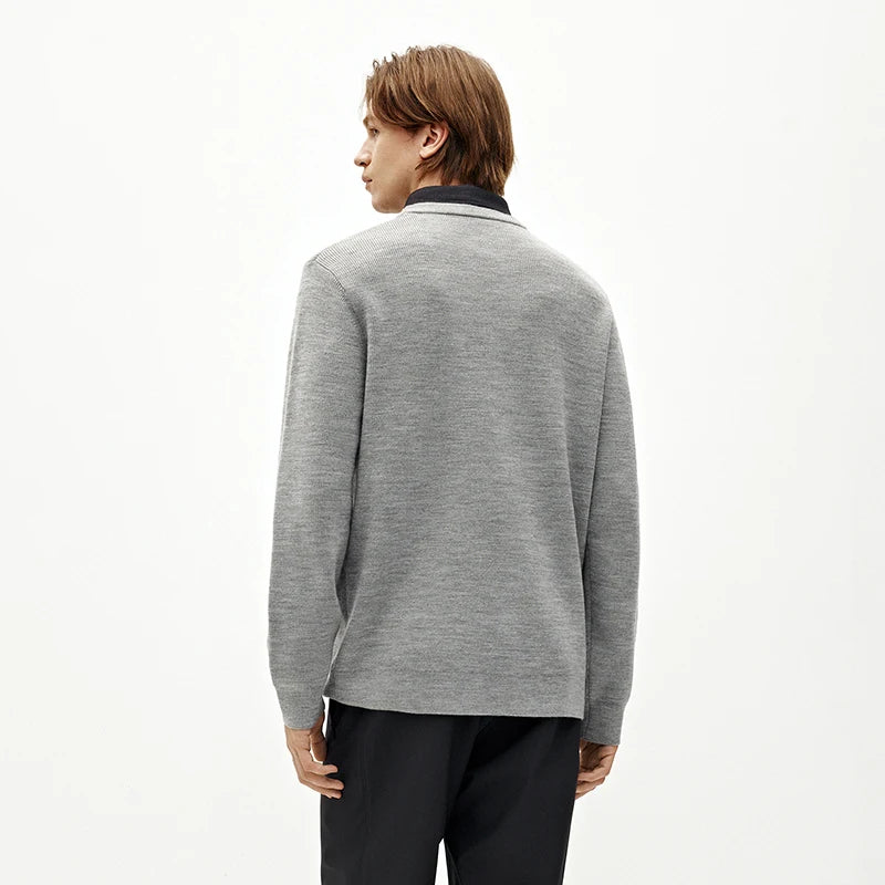 Semir Men Sweater Knit Texture Layered Look Everyday Style 2026 Winter Warm Knit Soft Touch Layering Wear Clean Silhouette
