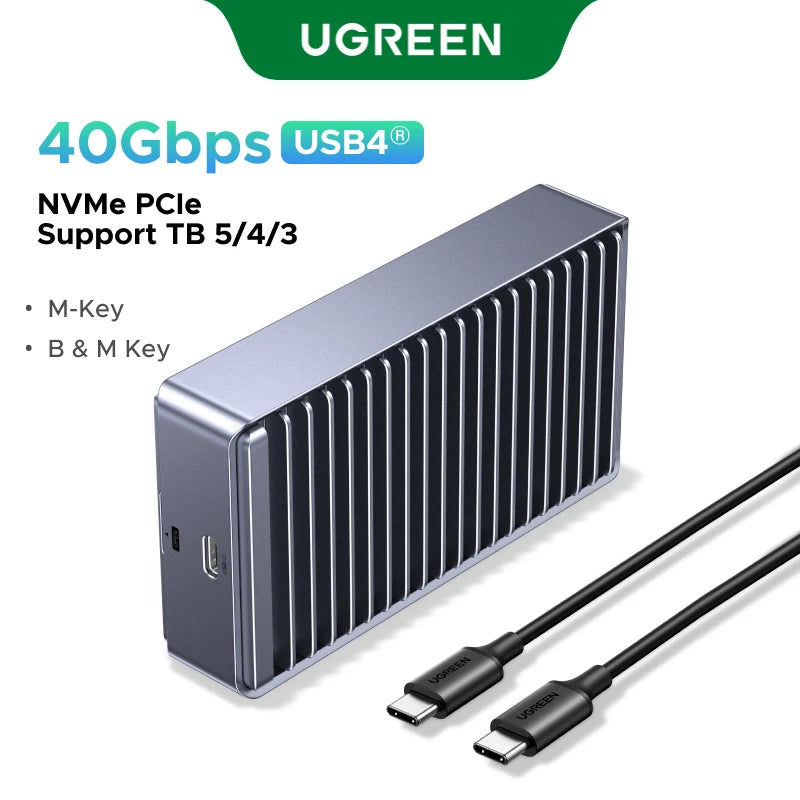 【RU】UGREEN 40Gbps M2 SSD Enclosure USB4 NVMe Case Compatible with Thunderbolt M.2 NVMe SSD Enclosure for Mac Mini M4 MacBook Pro