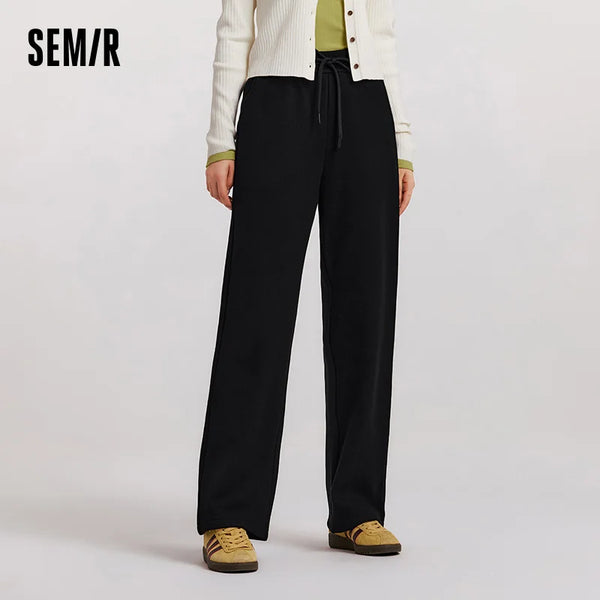 ខោ Semir សម្រាប់នារី មានស្រទាប់ក្រណាត់រោមចៀមពណ៌ខ្មៅ មើលទៅដូចរោមចៀម ជើងធំទូលាយ សមល្មមសម្រាប់ឆ្នាំ 2026 ខោក្តៅល្មមសម្រាប់ទីក្រុង ធម្មតា និងស្រាល