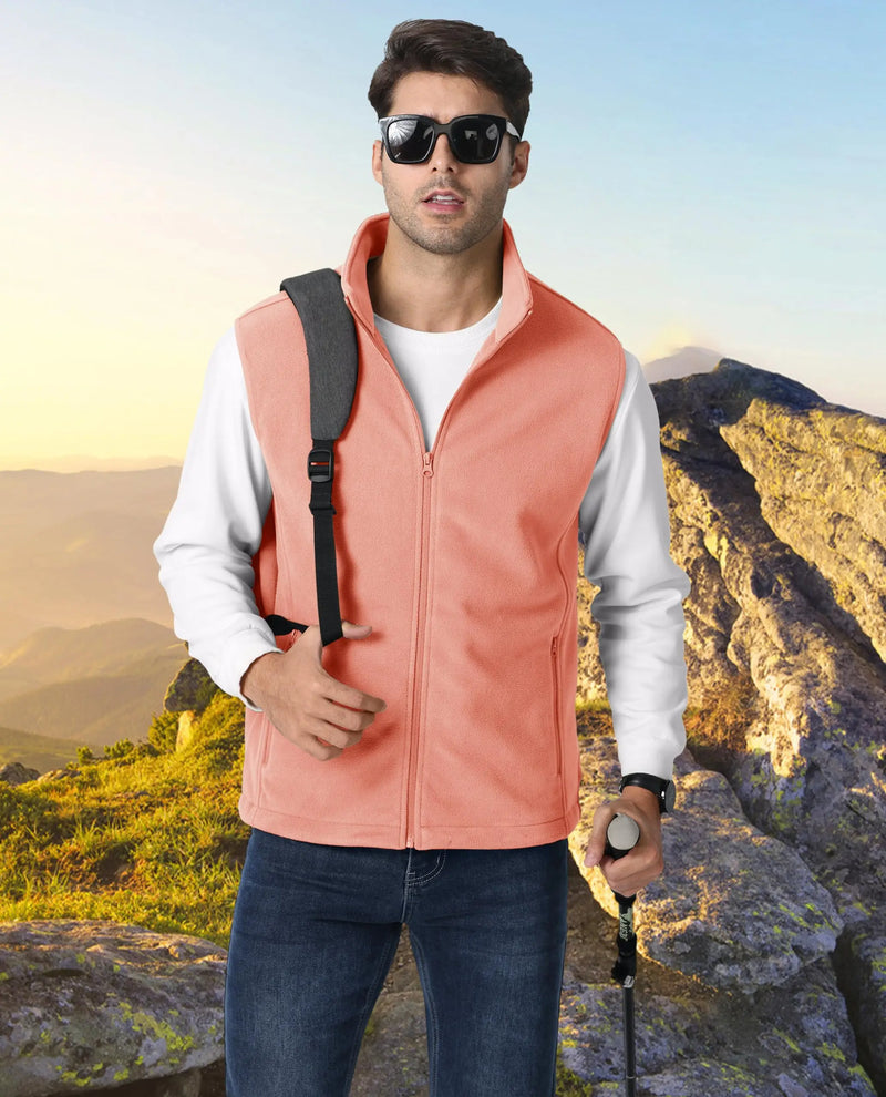 TACVASEN Fleece Vest Jackets Mens Stand Collar Sleeveless Jacket Spring Autumn Casual Waistcoat Fishing Hiking Outdoor Vest Male