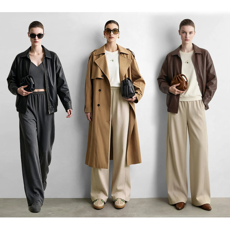 Amii Women's Wide Leg Pants Loose Fit Casual Commuter Minimalist Versatile Trousers 2026 Autumn Pants for Women 12624005