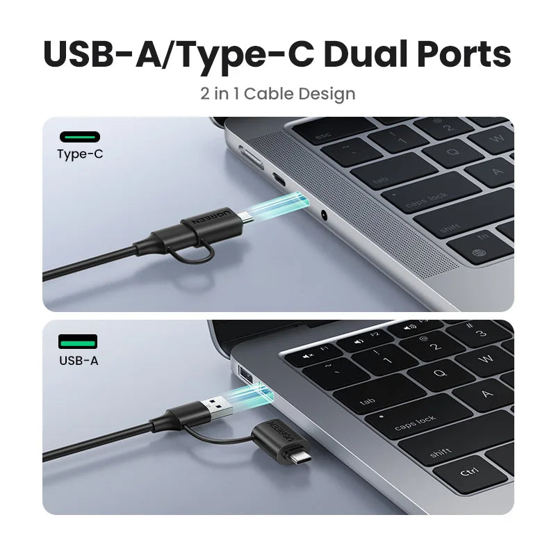 UGREEN Card Reader 4-in-1 USB3.0 Type-C to USB-A/TF/SD OTG Adapter Memory Card for Laptop Macbook iPhone15/16 Samsung Android