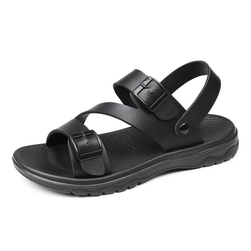 Summer Men PU Leather Sandals Open Toe Black Brown Cheap Sandals Big Size 47 48 Dropshipping