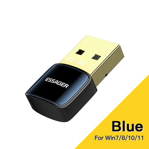 Essager Wireless USB Bluetooth 5.0 Adapter Dongle Mini Car Music AUX Audio Receiver Transmitter For PC Laptop Mouse Earphone HOT Blue