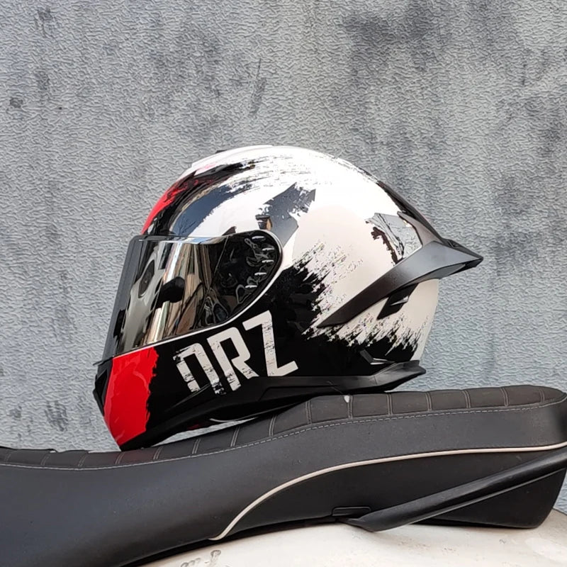 ORZ new motorcycle helmet full coverage racing helmet DOT approved personalized large tail wing