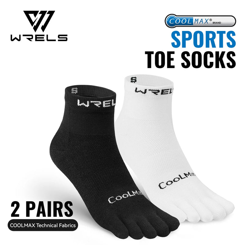 WRELS Coolmax Running Socks Toe Socks Breathable Five Finger Socks Anti Blister Quick Dry Cushioned Men Women Athletic Socks