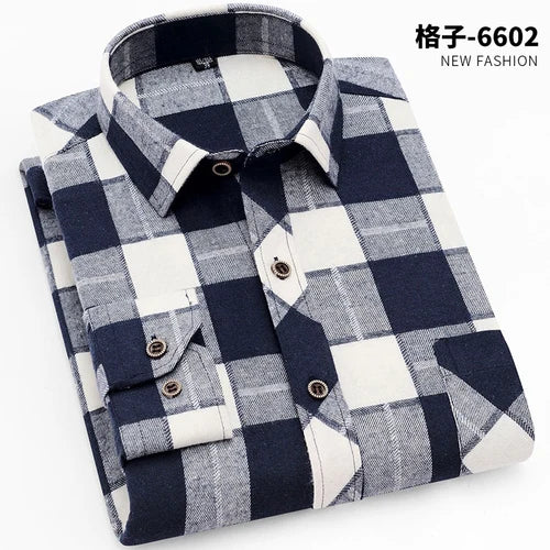 2026 New Men's Long Sleeved Shirts, Autumn Classic Plaid Shirt, with Single Breasted Lapels Camisas 17 Color Grid To Choose From