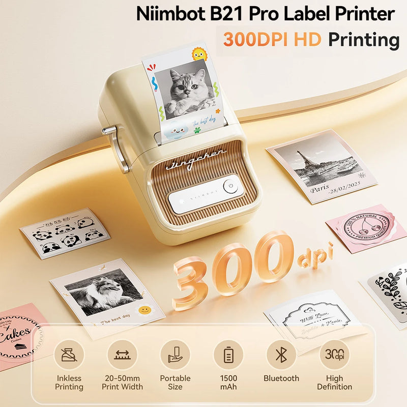 Niimbot B21 Pro 300DPI HD Printing Portable Thermal Printer Self-adhesive Label Printer Sticker Maker For Photos Receipts Note