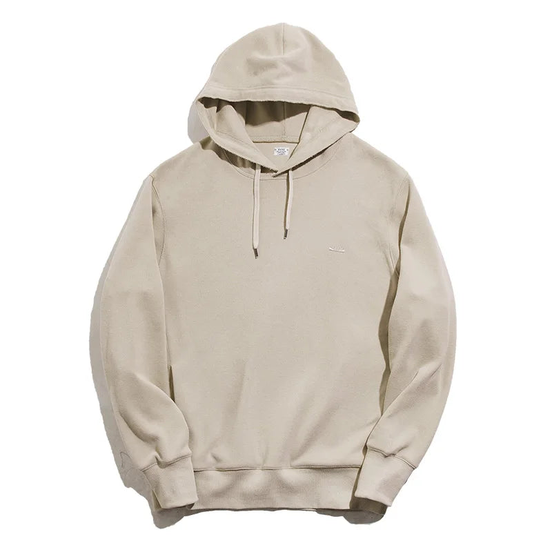 Maden Retro Men's Solid Color Long Sleeve Hoodies Sweatshirt Casual Loose with Drawstring Pullover for Men Autumn Streetwear Top
