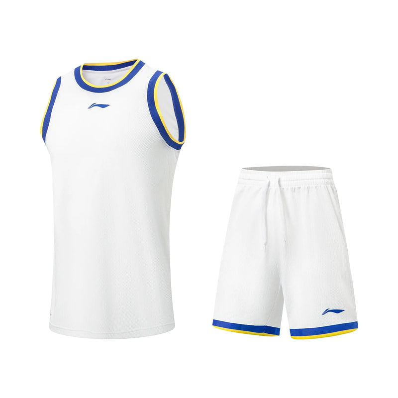 ឈុតបាល់បោះ CBA សម្រាប់បុរស Li-Ning LN DRY ធ្វើពីក្រណាត់ Polyester ទន់ និងអាចដកដង្ហើមបាន អាវ និងខោខ្លីកីឡាអាជីព AATW005