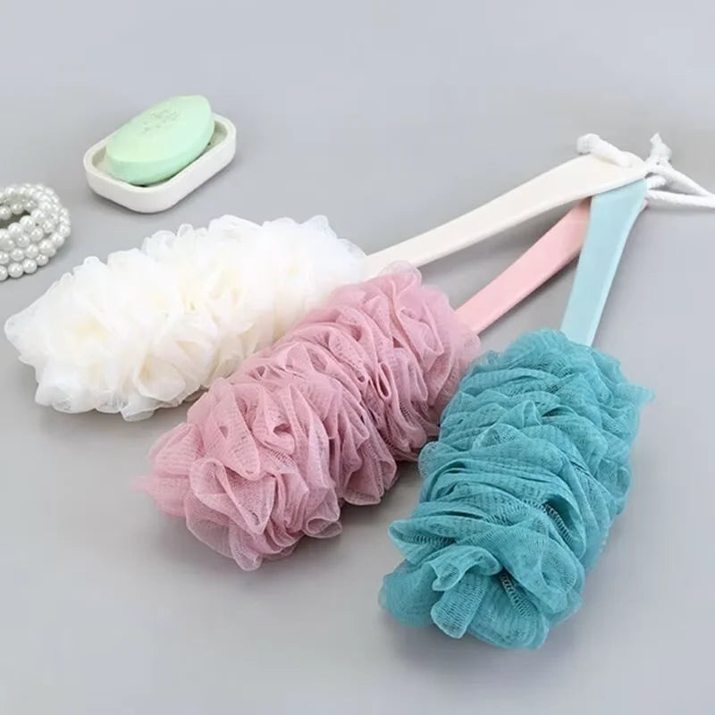 1PCS Long Handle Bath Brush Back Bath Shower Scrubber Body Soft Mesh Scrub Puff Clean Oneself Bath Back Brush