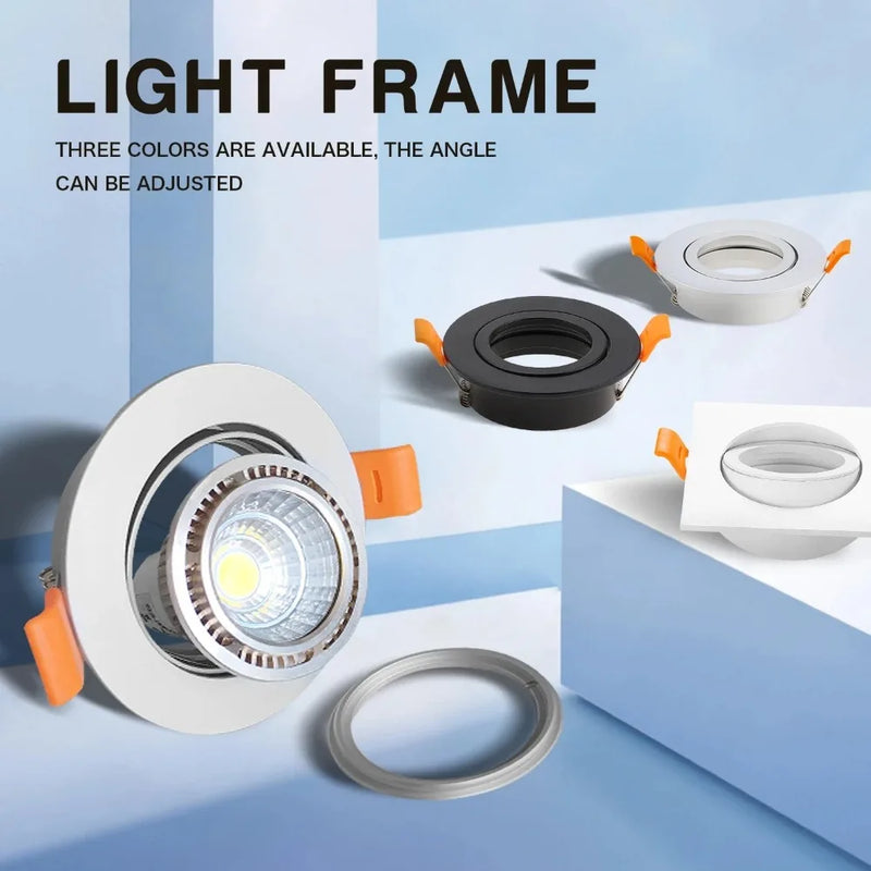ស៊ុមភ្លើងពិដាន LED រាងមូល ពណ៌ខ្មៅ ស ប្រាក់ 1/5/10 ដុំ MR16 GU10 ចង្កៀងទ្រអំពូល Downlight GU10 Spot Light