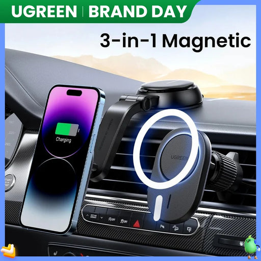 UGREEN Magnetic Wireless Car Charger Adsorbable For iPhone 15 14 13 12 Pro Max Phone Holder Mount Wireless Charging Car Charger