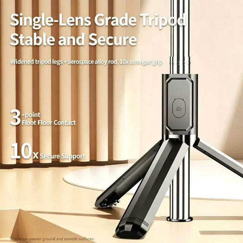 Extendable Selfie Stick Tripod with Wireless Bluetooth Remote Shutter Multifunctional Handheld Phone Stand for Live Streaming An