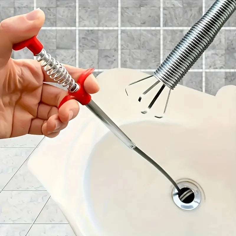 1pc Multi-Functional Metal Plumbing Snake,Toilet Unclogger with 4 Claws,Handheld Drain Grabber for Sink,Toilet,Restaurant.
