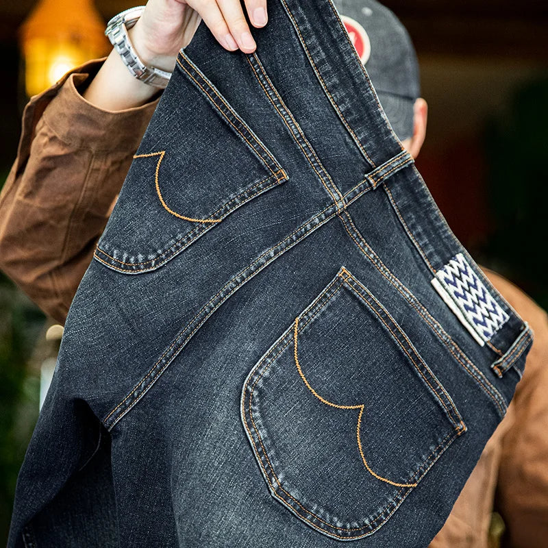 ខោខូវប៊យ Maden របស់បុរស 11.5oz Denim លាងសម្អាតខោត្រង់ធម្មតា YKK Zipper មានហោប៉ៅសម្រាប់រដូវស្លឹកឈើជ្រុះ និងរដូវរងា ខោដែលអាចប្រើប្រាស់បានច្រើនយ៉ាង