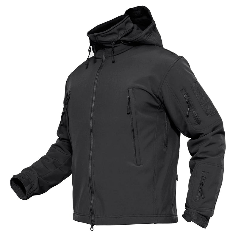 TACVASEN Men's Tactical Softshell Jacket Fleece-Lined Waterproof Hooded Winter Windbreaker with Pockets for Outdoor Hiking