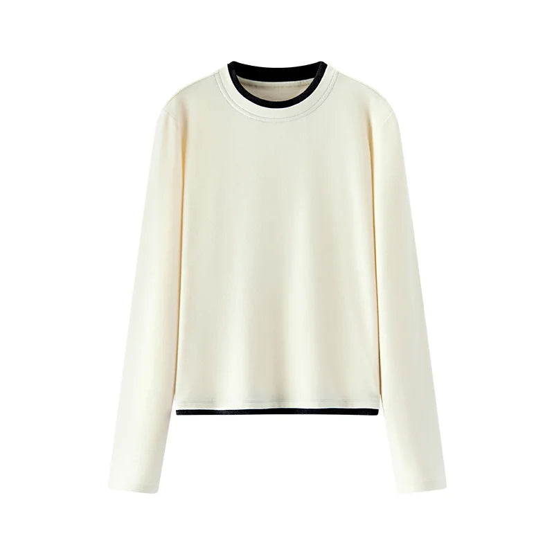 Semir Women Tshirt Thermal Warmth Antibacterial Fabric Fleece Lined Layered Look Long Sleeve Slim Fit 2026 Winter Soft Comfort