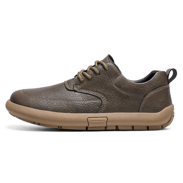 Men's Leather Casual Shoes,Lace-Up Wide Toe Box,Anti-Skid Sole,for Diabetics,Hallux Valgus,Bunions,Wide Feet,Brown,Khaki