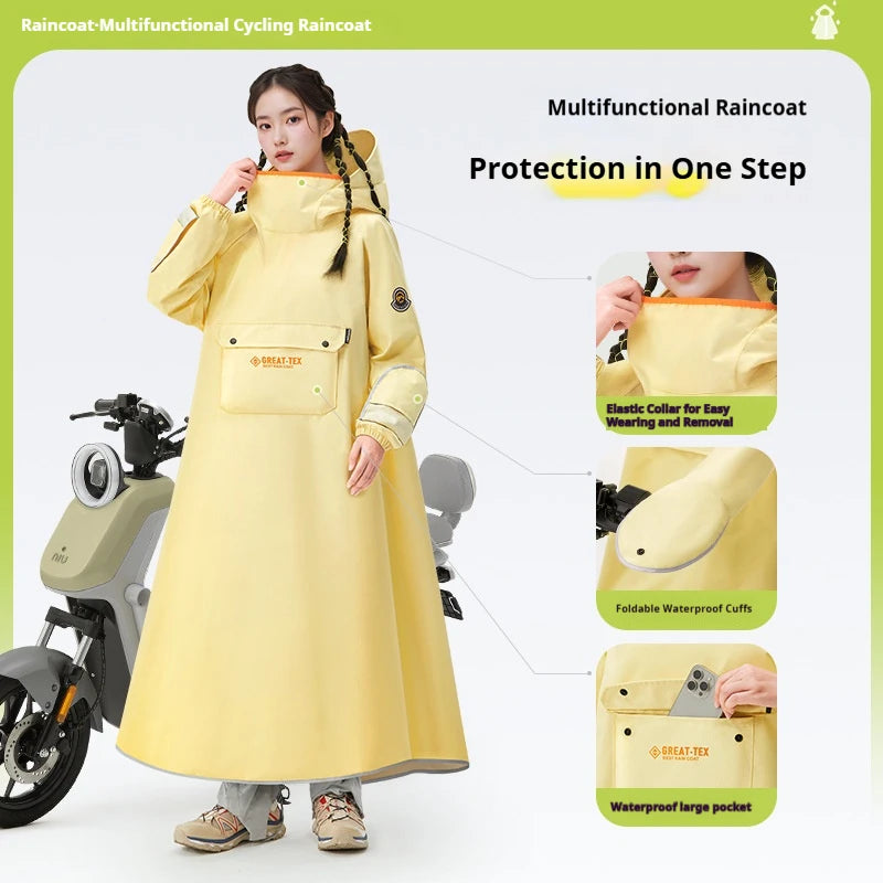 អាវភ្លៀងថ្មី អាវភ្លៀងក្រាស់ និងវែងសម្រាប់មនុស្សម្នាក់ អាវភ្លៀងជិះកង់អគ្គិសនី អាវភ្លៀងម៉ូតូប្រឆាំងនឹងអណ្តែតទឹក