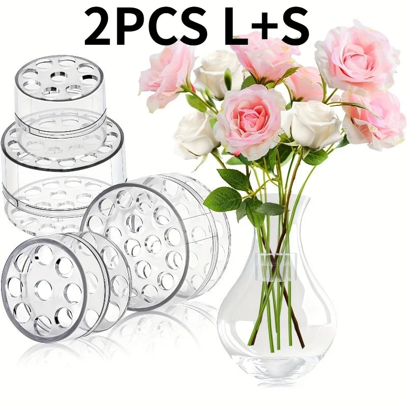2pcs Spiral Flower Stem Holders, Transparent Plastic Flower Arrangement Holder Compatible with Large and Small Flower Stems.