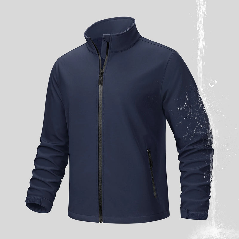 TACVASEN Fleece Lined Softshell Jacket Men's Full Zip Up Rain Jacket Outdoor Work Jacket Spring Trekking Hiking Windbreaker Male
