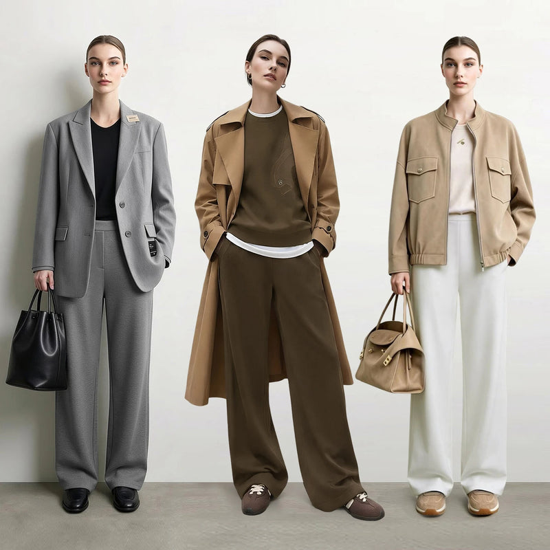 Amii Wide Leg Women's Pants 2026 Autumn New Air Layer Flowy Casual Trousers Loose Daily Elastic Waist Women's Clothing 12623009
