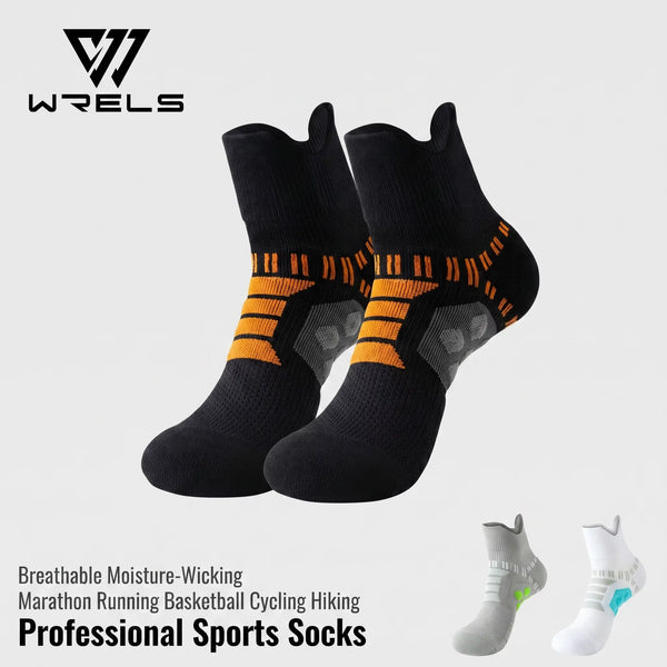 WRELS 1/2/3 Pairs Running Socks Cushioned Non‑Slip Sports Socks Men Arch Support Moisture Wicking Breathable Low‑Cut Socks
