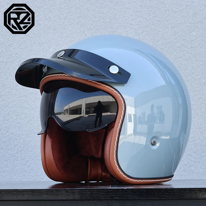 ORZ 3/4 Quarter Open Face Motorcycle Helmet, Vintage Jet Style Half Helmet,Cruiser Chopper Scooter Riding  Certified Casco Moto