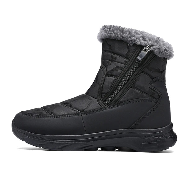 Winter Ankle Snow Boots Waterproof Plush Lined Warm Boots with Side Zipper Lightweight Outdoor Winter Shoes for Men