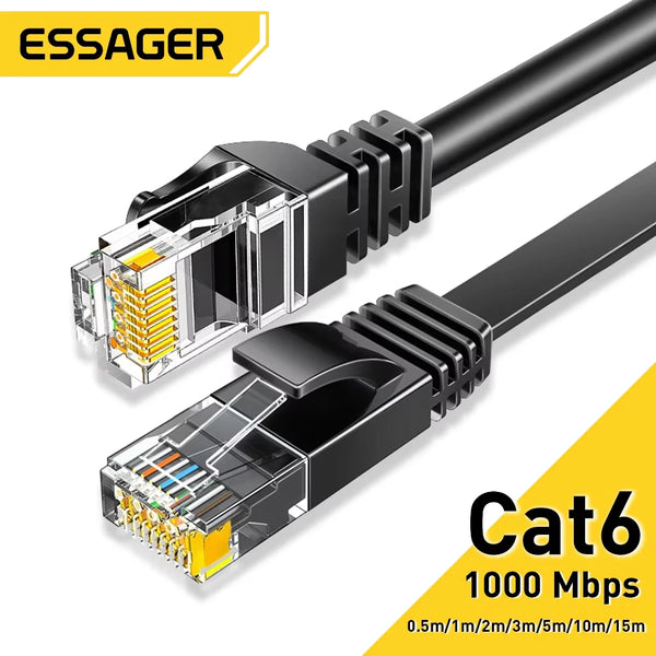ខ្សែ Essager Ethernet Cat6 ខ្សែ Lan 10 ម៉ែត្រ UTP Cat 6 RJ 45 ខ្សែបណ្តាញបំបែក RJ45 ខ្សែភ្ជាប់សម្រាប់រ៉ោតទ័រកុំព្យូទ័រយួរដៃ