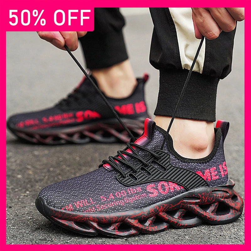 Men Sports Shoes New Mesh Breathable Ultralight Casual Running Shoes Soft Sole Rebound Shock-absorbing Fashion Fitness Shoes