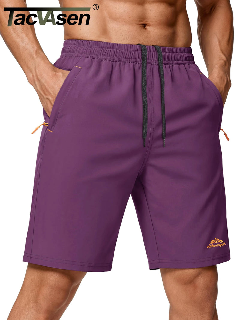 Men's 9" Quick Dry Running Gym Workout Shorts Lightweight Breathable Summer Shorts with 3 Zipper Pockets