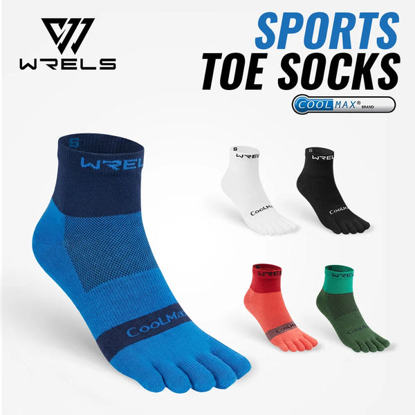 WRELS 1/2/3pairs COOLMAX Five Finger Socks Athletic Running Breathable Compression Comfortable Hiking Toe Socks for Men Women