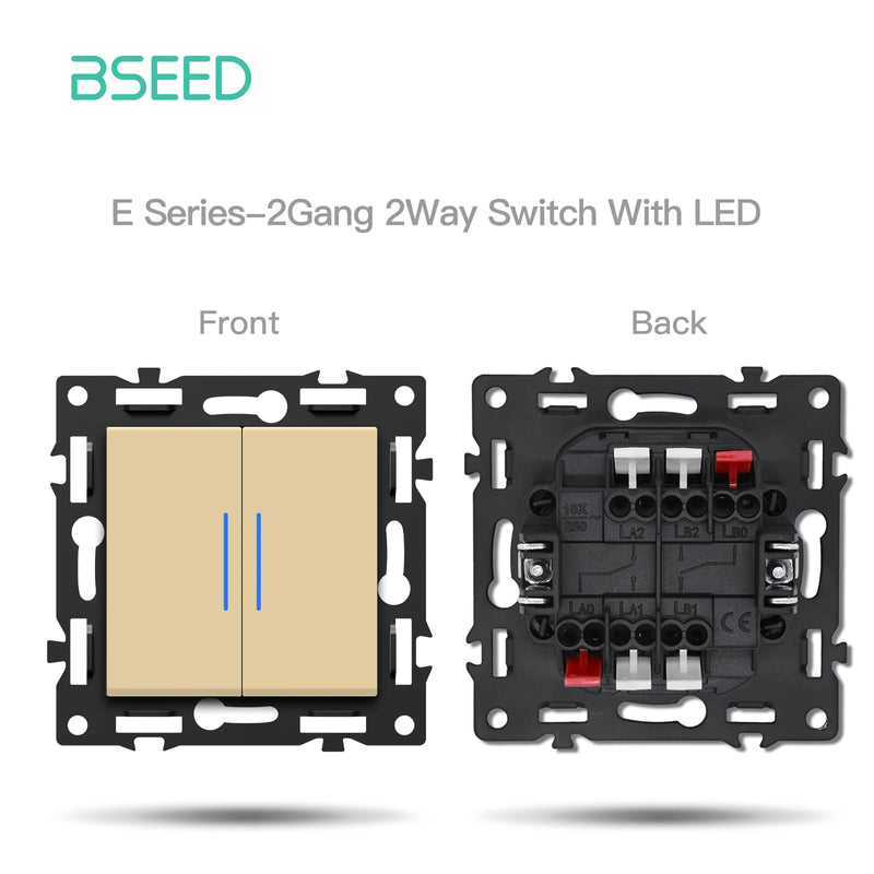BSEED 1/2Gang Button Light Switch Function Part Glass Frame Only Light Switch Wall Power Scoket DIY Parts Free Combination 86mm