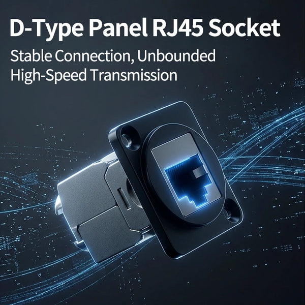 រន្ធដោត RJ45 ប្រភេទ CAT5e/CAT6 ប្រភេទ D ធន់ធ្ងន់ ភ្ជាប់ជាមួយស្រោបមាស ឧបករណ៍ភ្ជាប់បណ្តាញការពារ EMI សម្រាប់មជ្ឈមណ្ឌលទិន្នន័យ ទូរគមនាគមន៍