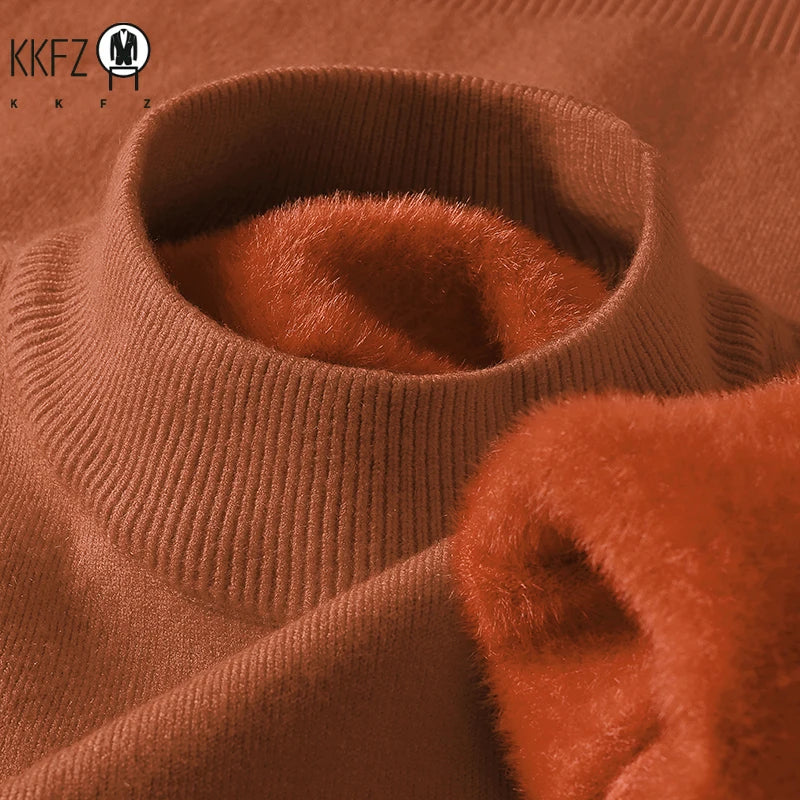 2026 Men's Solid Color Half Turtleneck Knitwear Sweater Mock Neck Pullover Casual Autumn Winter Sweatshirt Brand Mens Clothing