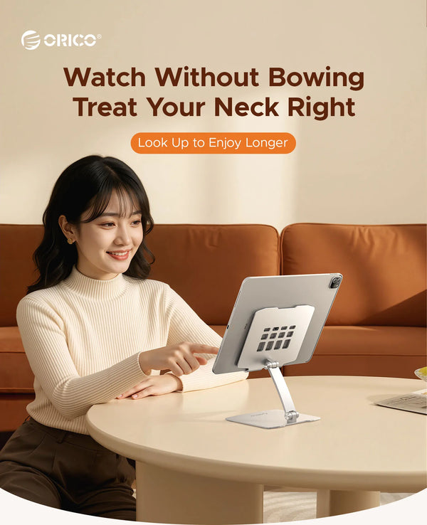 ORICO Multi-angle Adjustable Aluminum Tablet Stand Ergonomic Foldable Suitable for 12.9 Inch and Below Tablets
