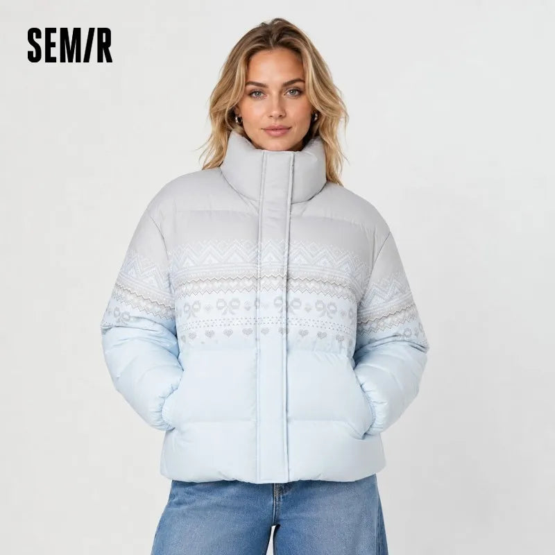 Semir Down Jacket Women Winter Waterproof Oil-proof Stain-proof 80% Down  Loose 2025 New Sweet Stylish Top Women'S Coat